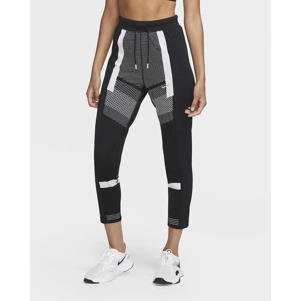 Nike Pro Dri-FIT Womens Black White Graphic Training Leggings DA0522-010 XS
